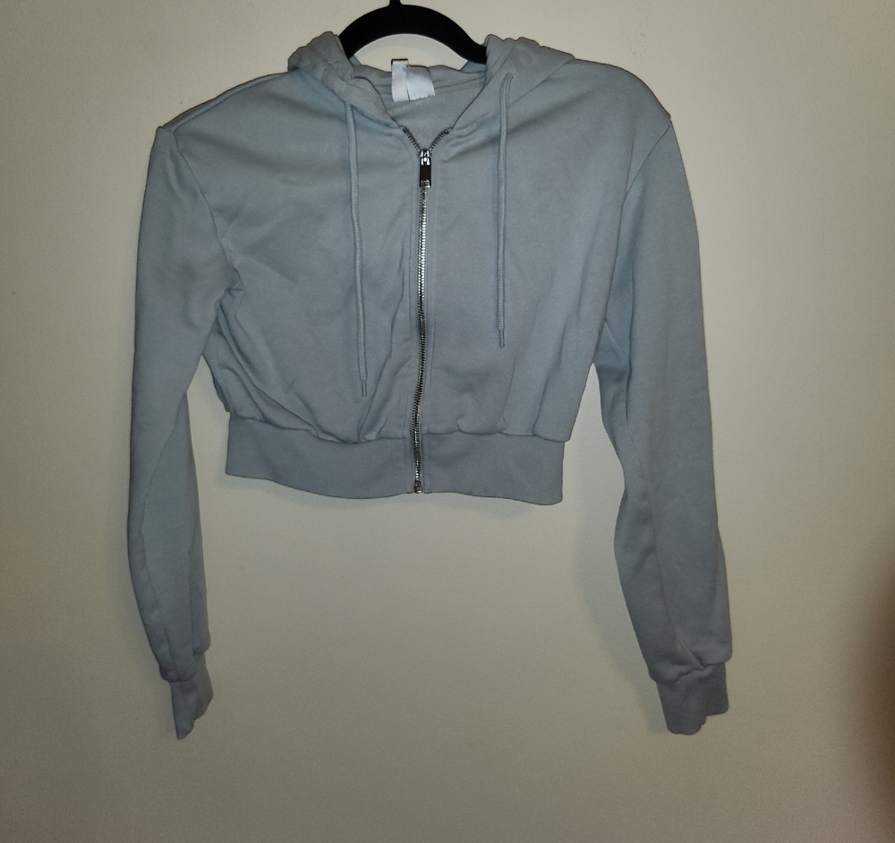 Divided Light Gray Cropped Hoodie